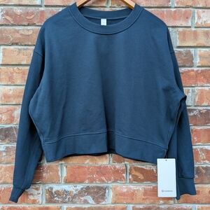 NWT Lululemon Perfectly Oversized Cropped Crew Navy Blue Size 10 TRNV